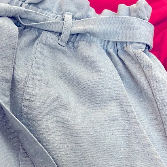 Rhythm Harper Blue Chambray Paperbag Style High Waist Shorts Size 6 - Picture 8 of 8